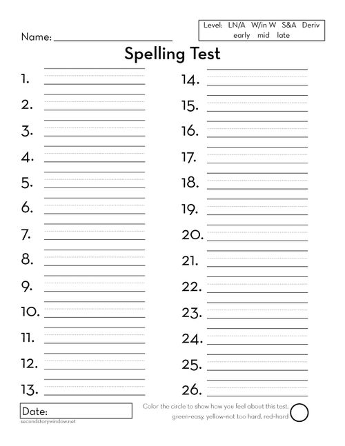 Spelling-test-sheet