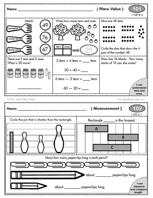 1st Grade Common Core Homework Add-on Pack