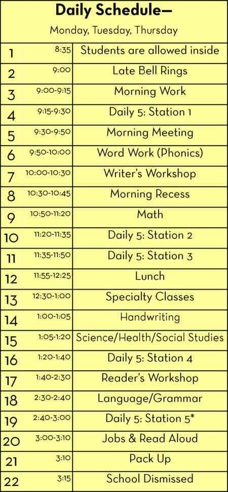 My 2nd Grade Schedule Part 2: Fitting It All In