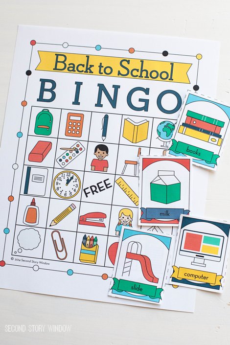 Back to School Printable Picture Bingo