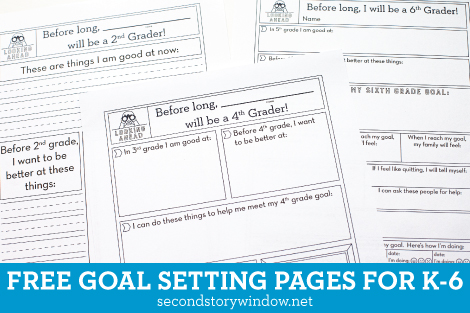 January activities: Free Goal Setting Pages for K-6
