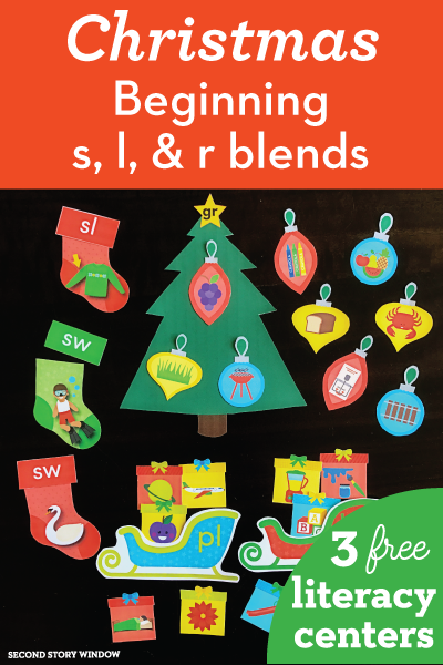 free christmas beginning blends literacy centers