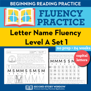 Letter Name Fluency Sheets for Level A Set 1 Letter Name Practice