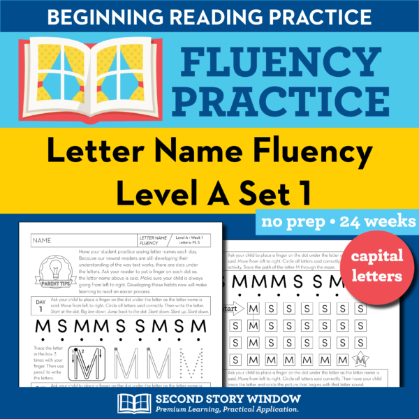 Letter Name Fluency Sheets for Level A Set 1 Letter Name Practice