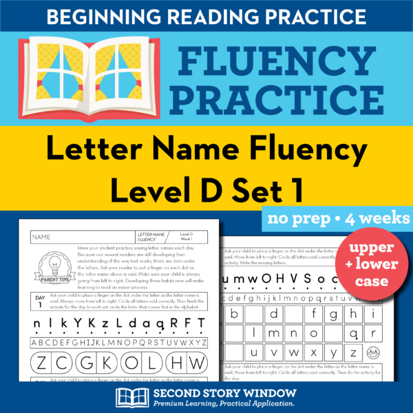 Letter Name Fluency Practice Level D Set 1