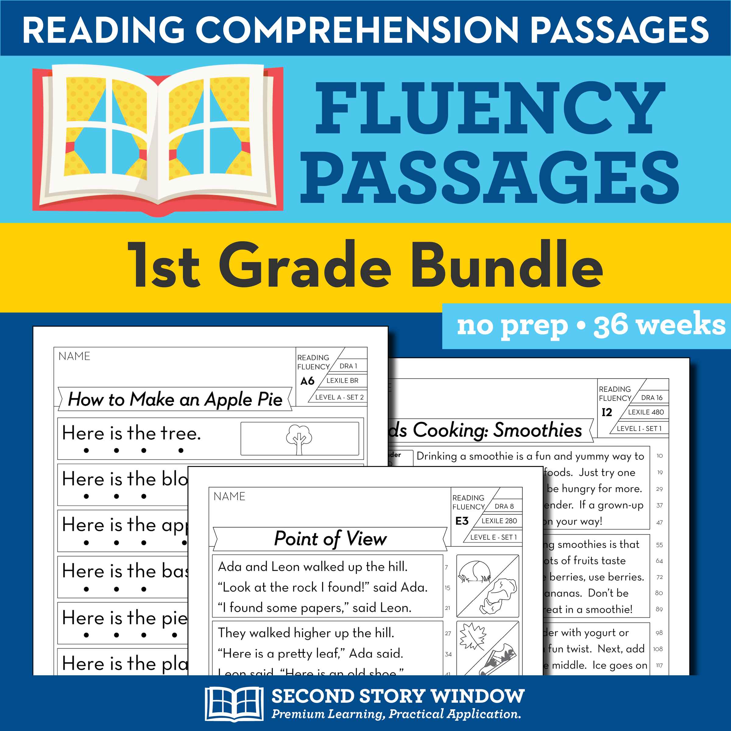 1st Grade Reading Fluency Passages BUNDLE Second Story Window