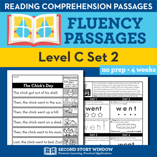 Decodable Passages Reading Fluency and Sight Word Practice Level C Set 2