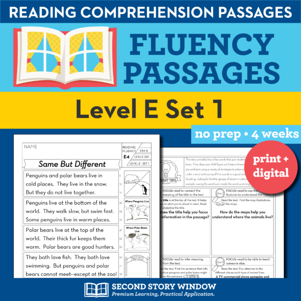 Reading Fluency Homework Level E Set 1