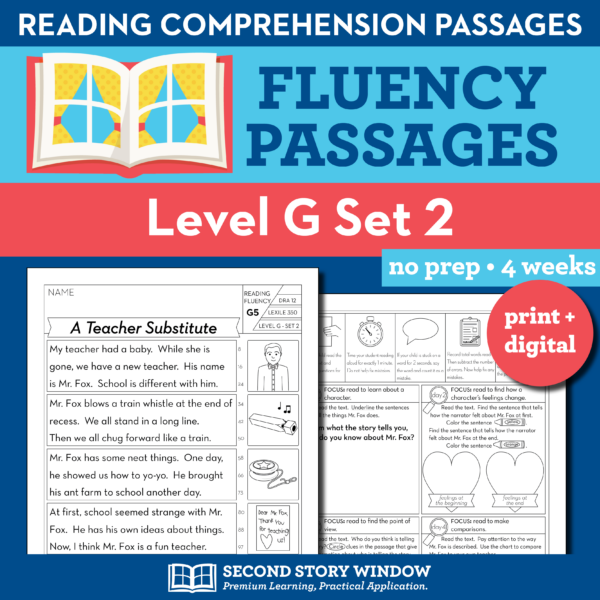 Reading Fluency Homework Level G Set 2