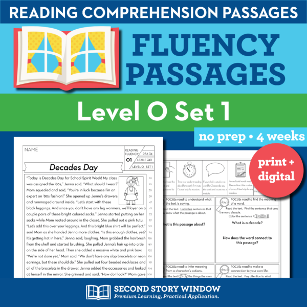 Reading Fluency Homework Level O Set 1