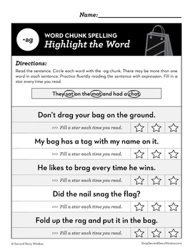 Ack Word Family Worksheets No Prep Short Vowel A Chunk Spelling - Second  Story Window