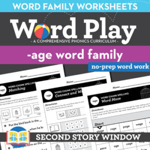 -Age Word Family Worksheets No Prep Long Vowel A Chunk Spelling