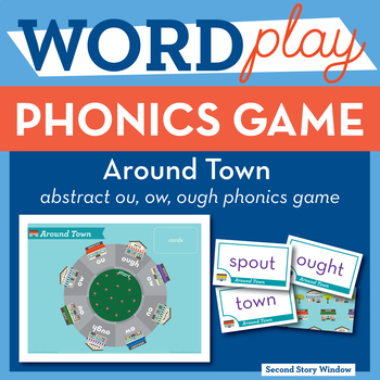Around Town abstract ow, ou, ough Phonics Game - Words Their Way Game