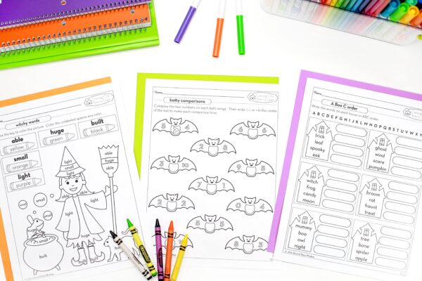 Halloween Math and ELA Differentiated Work Pages for Grades 1-3 - Image 2