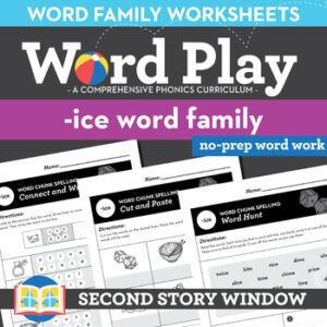 -Ice Long Vowel Word Family Worksheets No Prep Long Vowel I Chunk Spelling