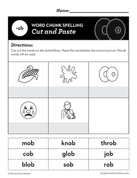 Ob Word Family Worksheets No Prep Short Vowel O Chunk Spelling - Second  Story Window