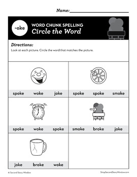 -Oke Word Family Worksheets No Prep Long Vowel O Chunk Spelling - Image 3
