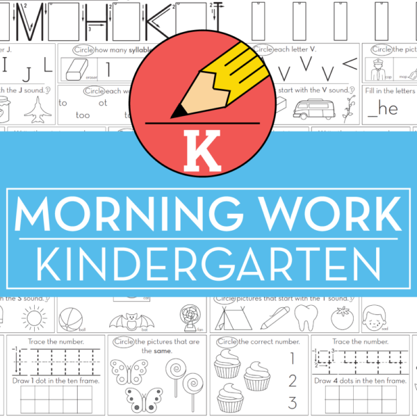 Kindergarten Morning Work or Bell Ringers w/ Math & ELA Spiral Review Practice