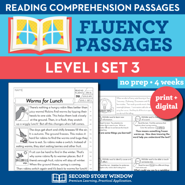 Reading Fluency Homework Level I Set 3