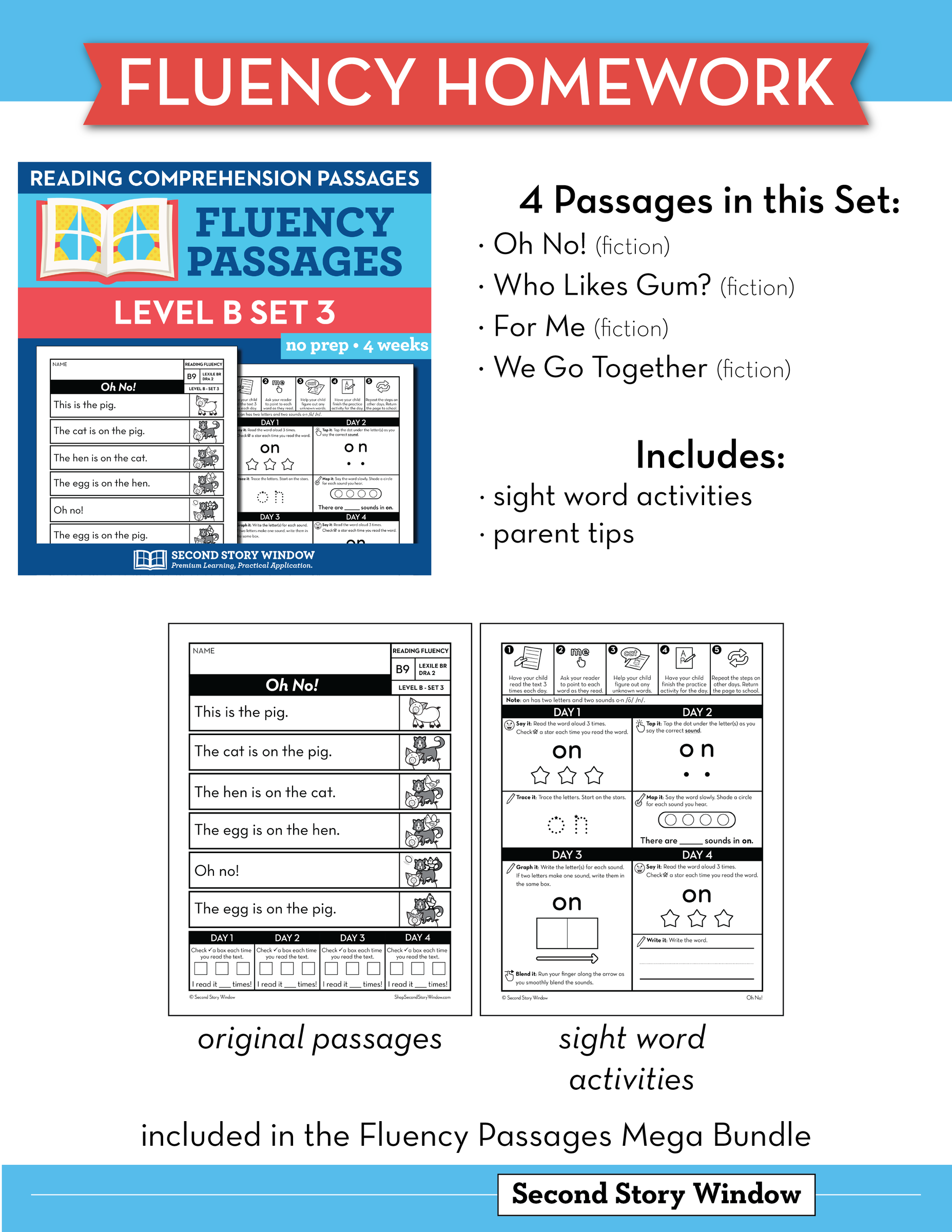 Decodable Passages Reading Fluency and Sight Word Practice Level B Set 3 - Image 6