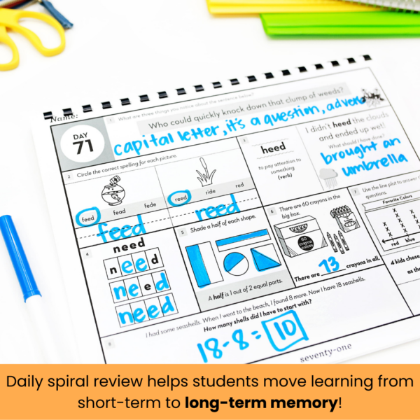 2nd Grade Morning Work Term 2 • Daily Math and ELA Spiral Review - Image 4