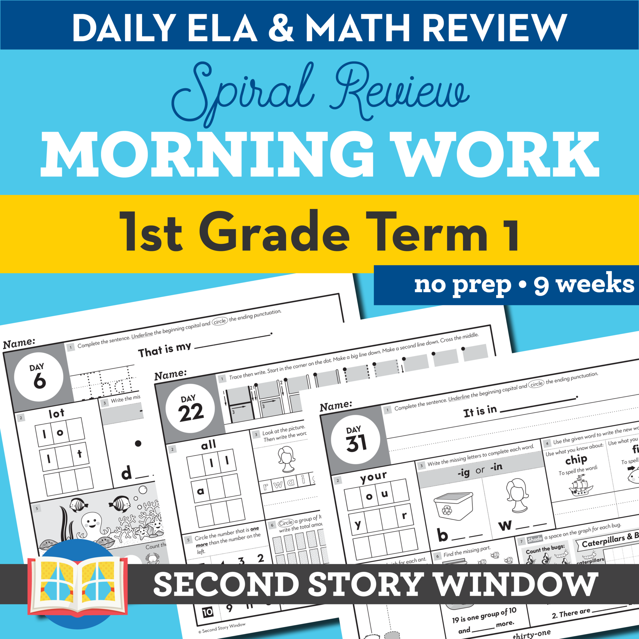 1st grade morning work term 1 daily math and ela spiral review