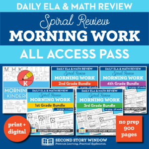 Morning Work for Kindergarten Through 4th Grade w Math and ELA Spiral Review