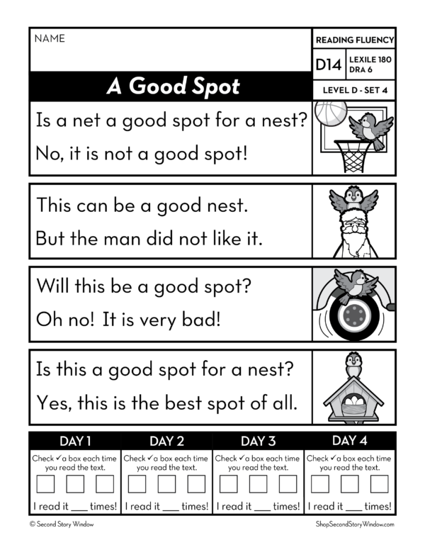 Decodable Passages Reading Fluency and Sight Word Practice Level D Set 4 - Image 2