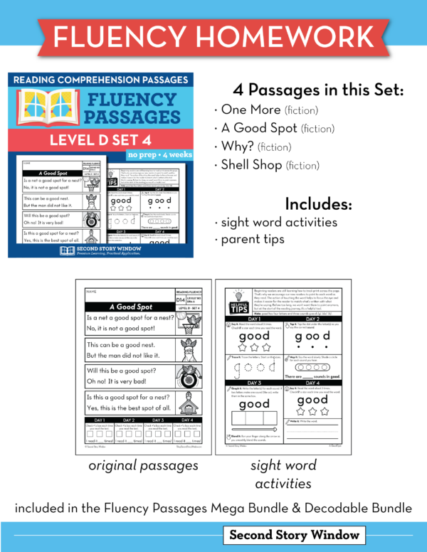Decodable Passages Reading Fluency and Sight Word Practice Level D Set 4 - Image 5