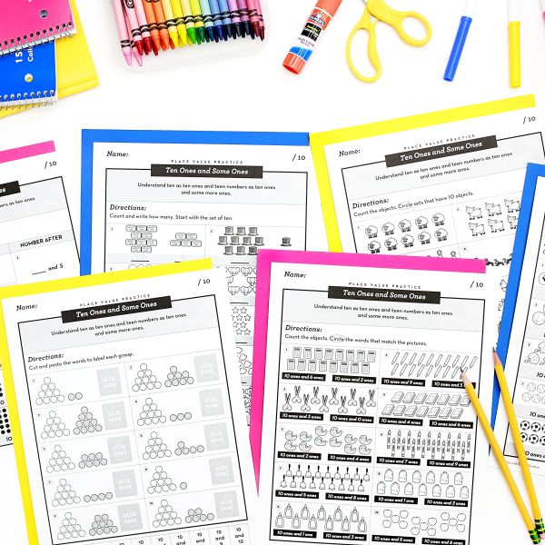 Place Value Practice Worksheets - Ten Ones and Some Ones (Set 1) - Image 4