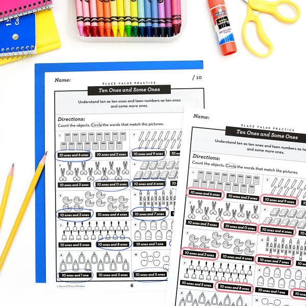 Place Value Practice Worksheets - Ten Ones and Some Ones (Set 1) - Image 6