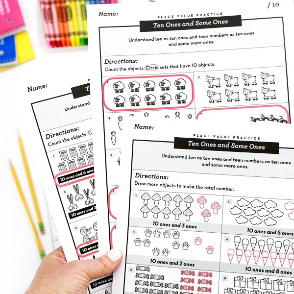 Place Value Practice Worksheets - Ten Ones and Some Ones (Set 1) - Image 7