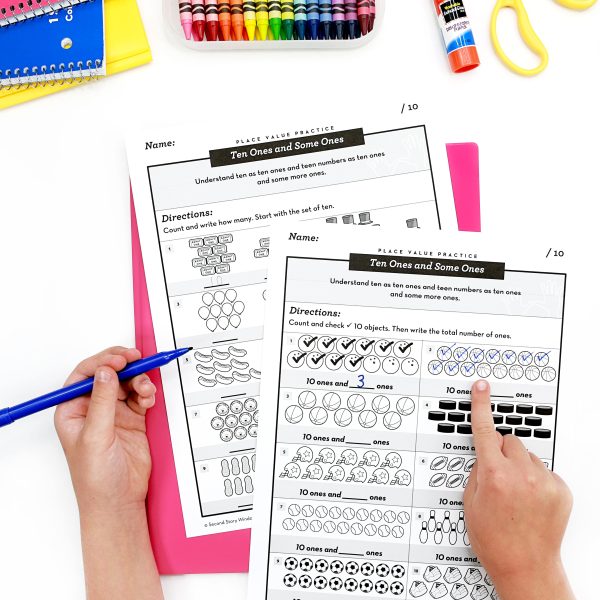 Place Value Practice Worksheets - Ten Ones and Some Ones (Set 1) - Image 8