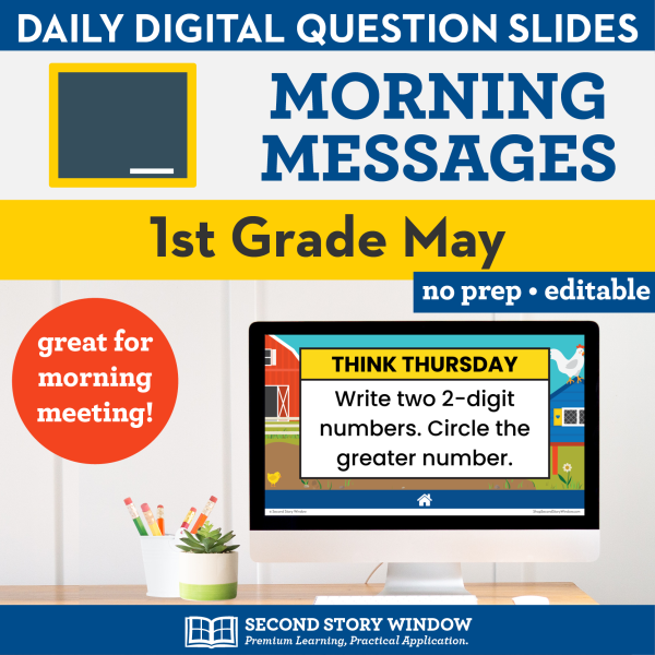 1st Grade May Morning Messages Google Slides and Printables for Morning Meeting