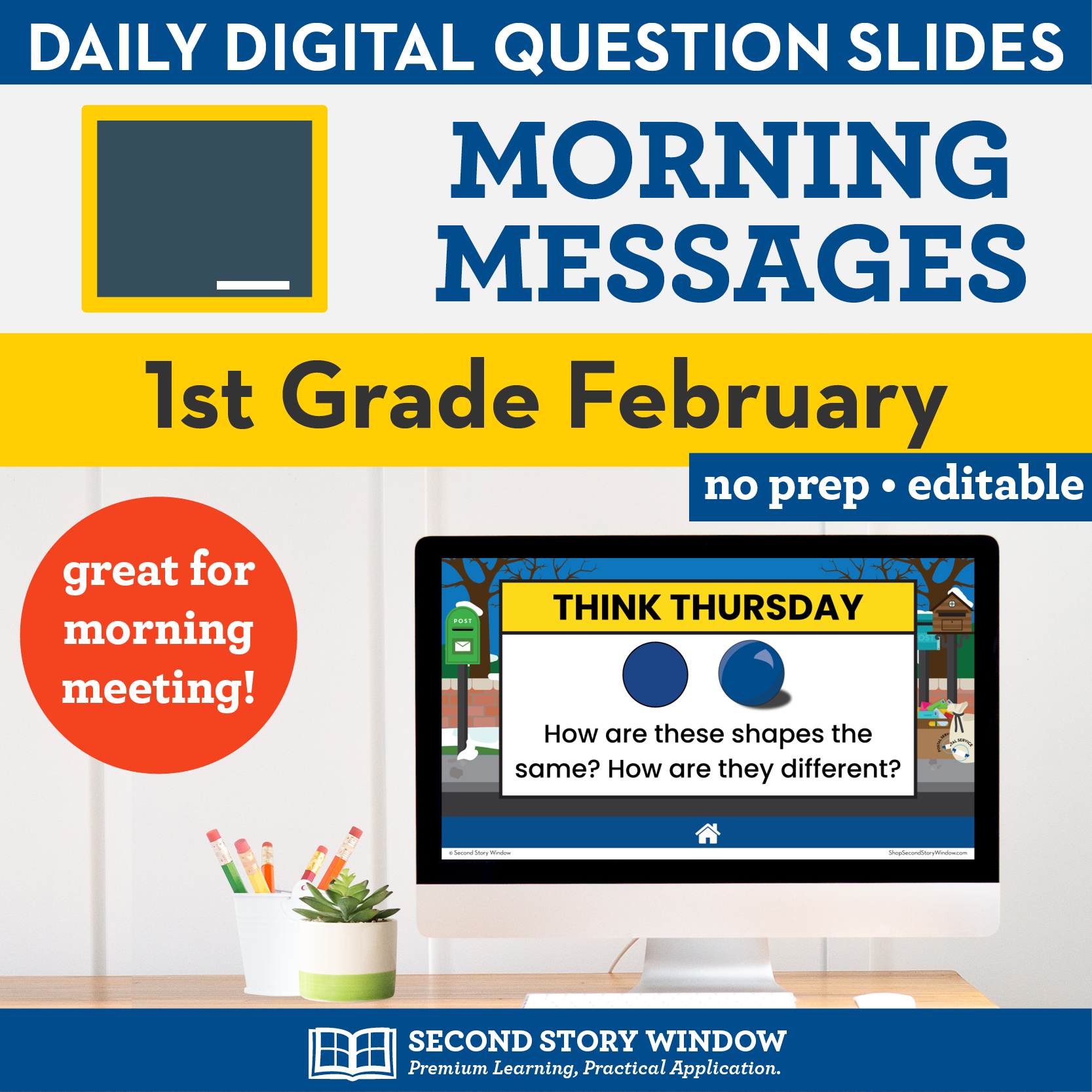 1st Grade February Morning Messages Google Slides and Printables for Morning Meeting