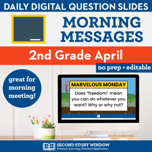 2nd Grade April Morning Messages Google Slides and Printables for Morning Meeting