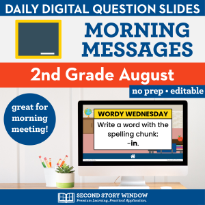 2nd Grade August Morning Messages Google Slides and Printables for Morning Meeting