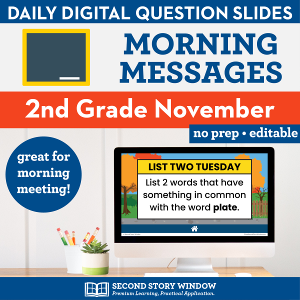 2nd Grade November Morning Messages Google Slides and Printables for Morning Meeting
