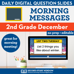 2nd Grade December Morning Messages Google Slides and Printables for Morning Meeting