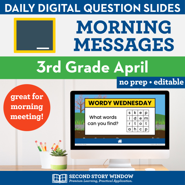 3rd Grade April Morning Messages Google Slides and Printables for Morning Meeting
