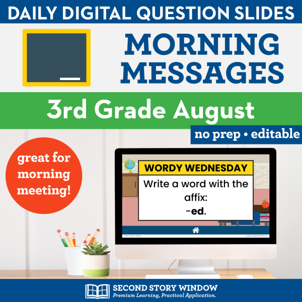 3rd Grade August Morning Messages Google Slides and Printables for Morning Meeting