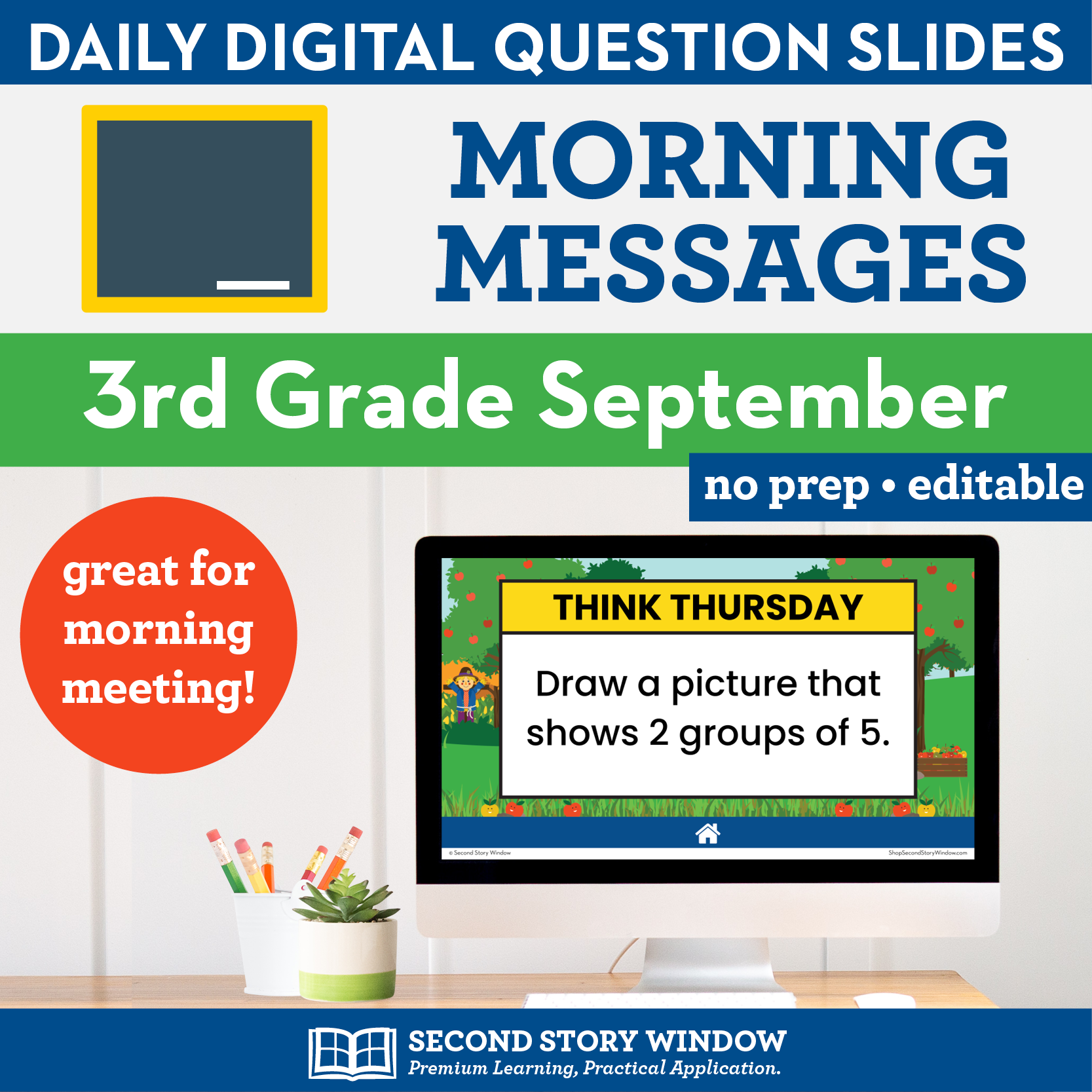 3rd Grade September Morning Messages Google Slides and Printables for Morning Meeting