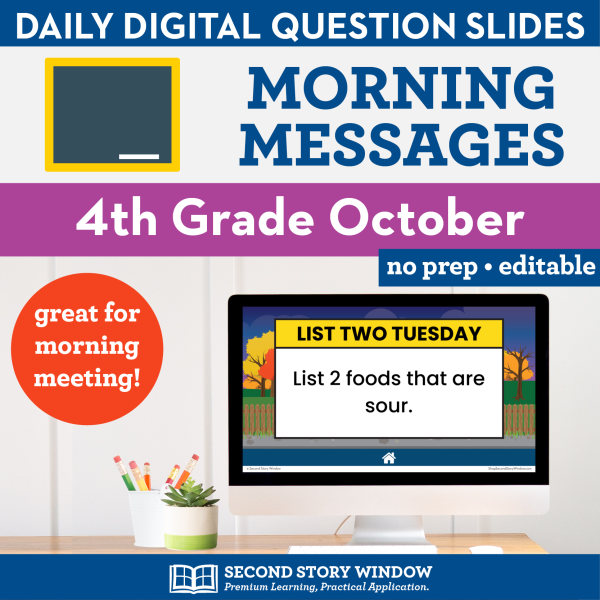 4th Grade October Morning Messages Google Slides and Printables for Morning Meeting