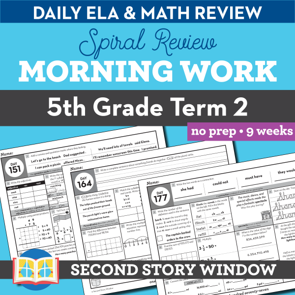 5th Grade Morning Work Term 2 Math and ELA Fifth Grade Spiral Review + Google Classroom