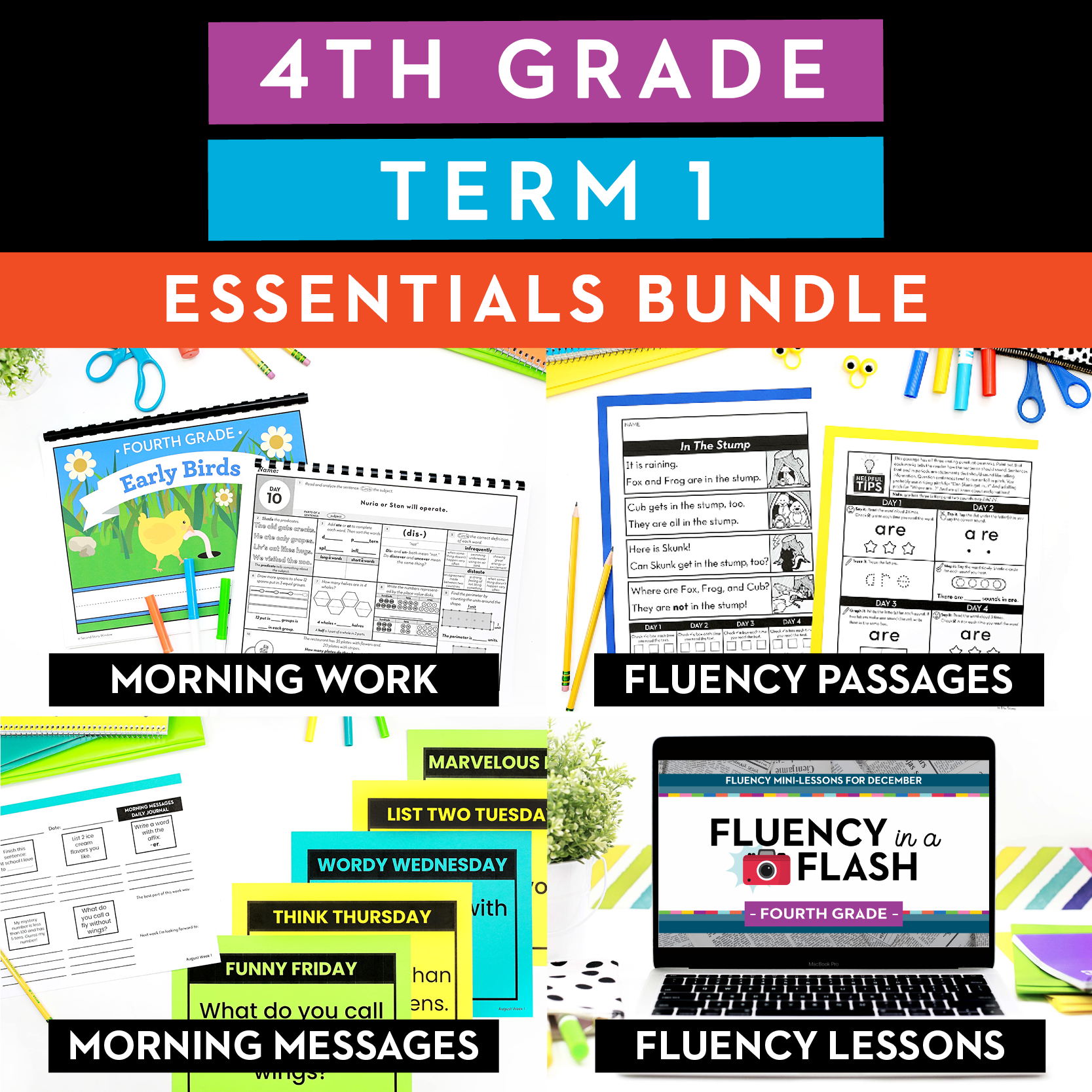 4th Grade | Term 1 Essentials: Morning Work, Morning Messages, Fluency Passages