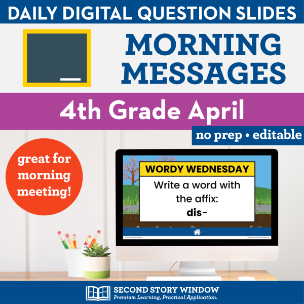 4th Grade April Morning Messages Google Slides and Printables for Morning Meeting