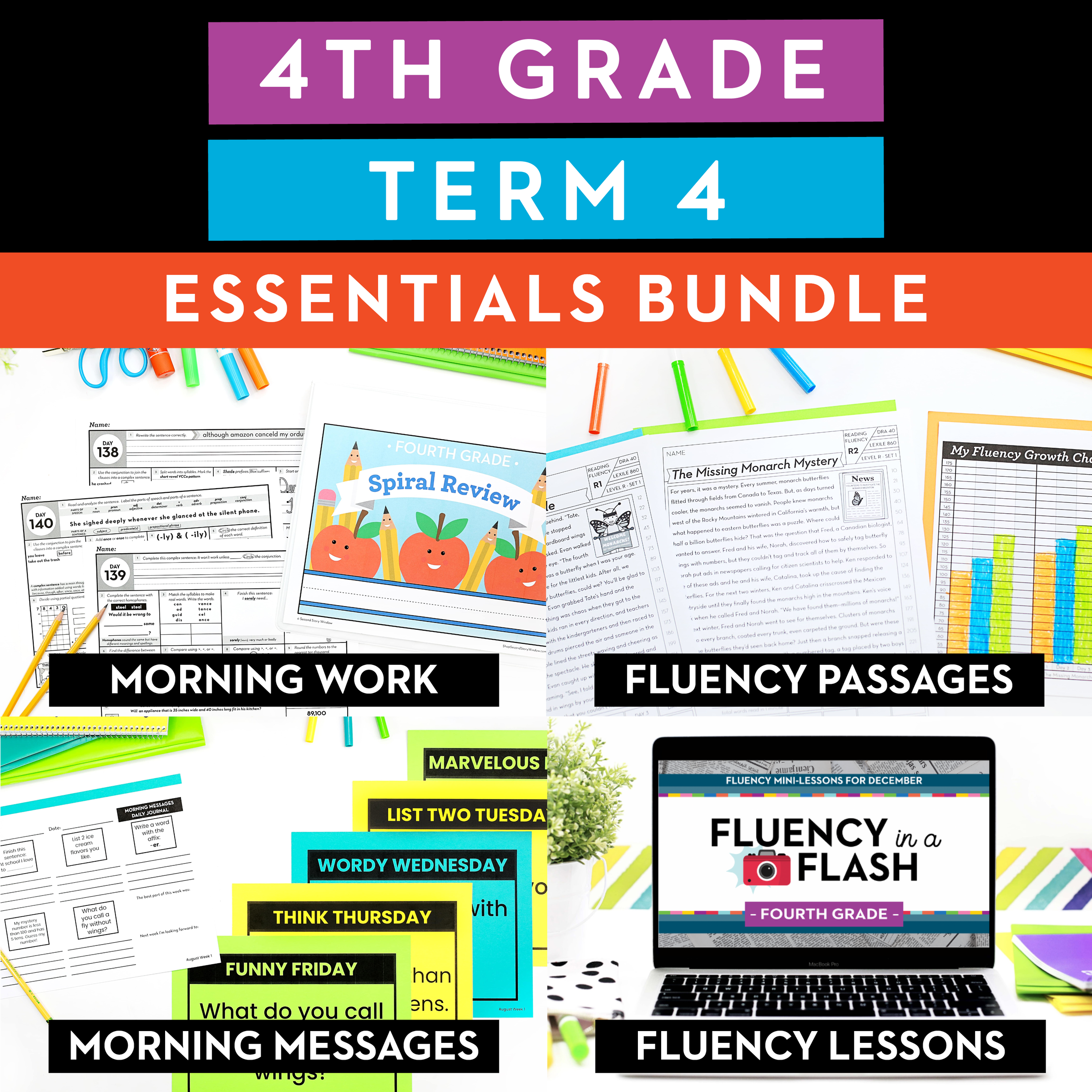 4th Grade | Term 4 Essentials: Morning Work, Morning Messages, Fluency Passages